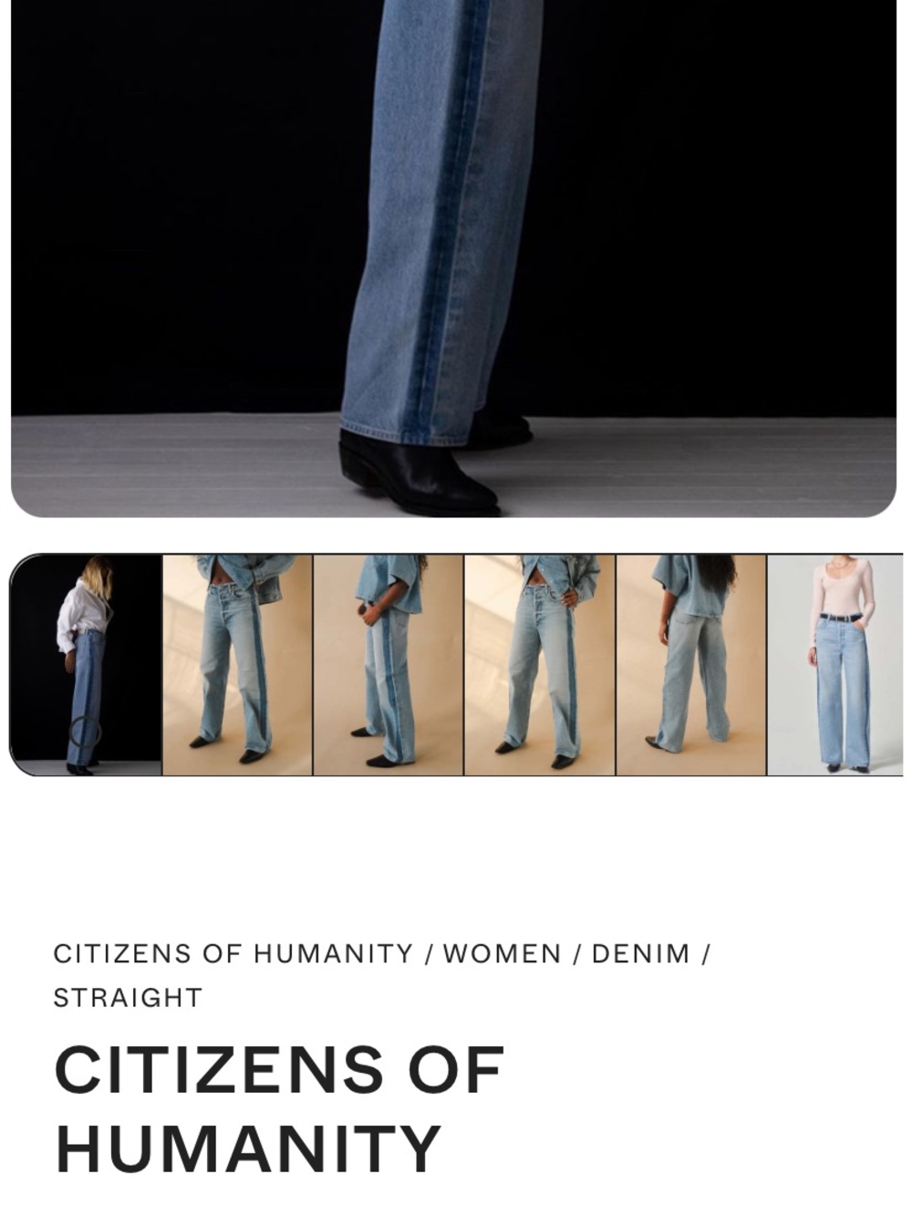 Citizens Of Humanity Two-Tone Denim Straight Jeans - Picture 2 of 9